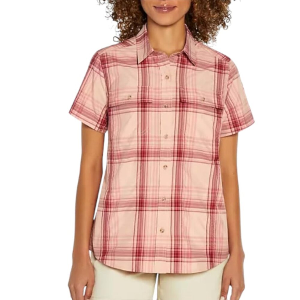 Women’s NWT Eddie Bauer Short Sleeve Plaid Adventure Top‎ Size XL